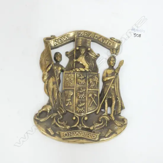 BRASS PLAQUE 'NEW ZEALAND ONWARDS' H. 225MM