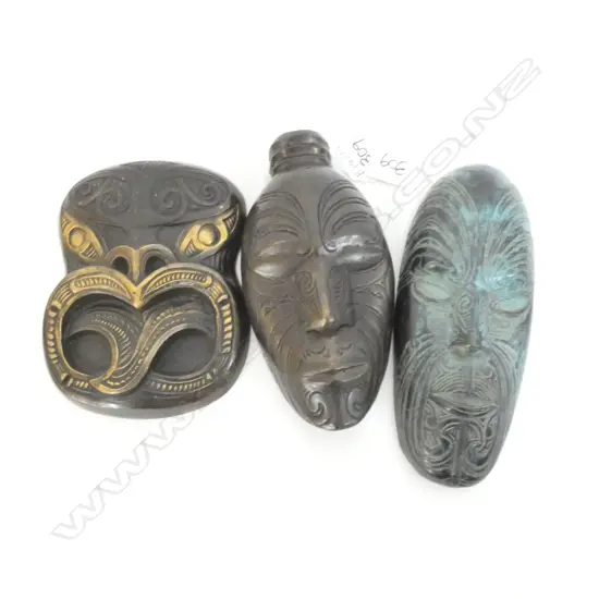 3 BRASS MAORI FACES L. 195MM