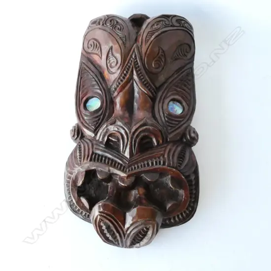MAORI CARVED WOODEN FACE L. 260MM