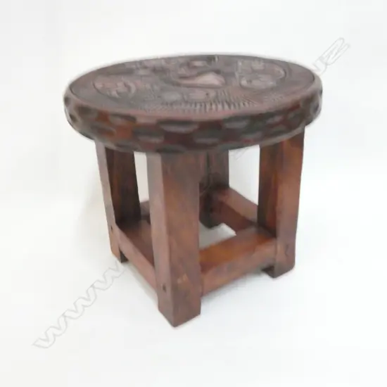 CARVED MAORI STOOL H. 235MM 260MM DIA