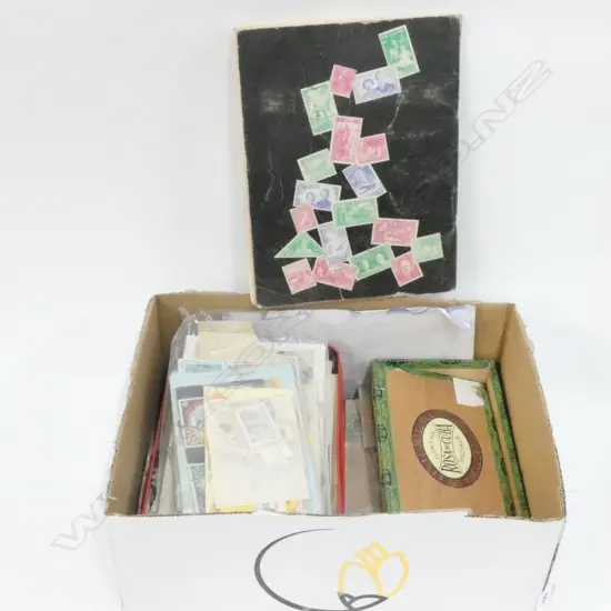 BOX LOT ASST. STAMP ALBUMS ETC
