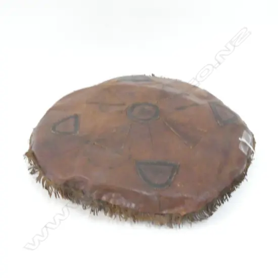 EARLY 20TH C TIBETAN  LEATHER CUSHION