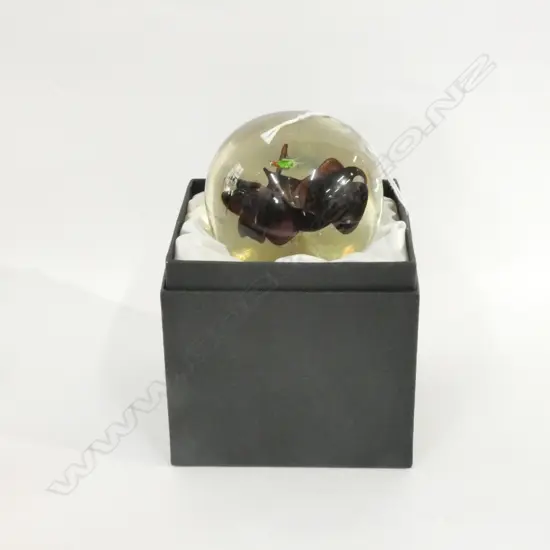 ART GLASS PAPERWEIGHT IN CASE 