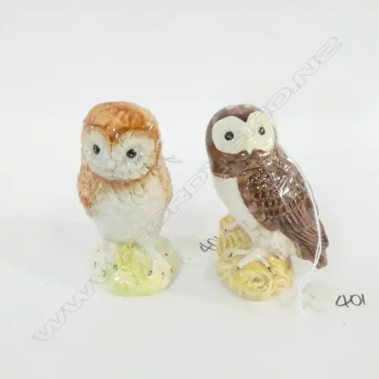 BESWICK TAWNY OWL 3272 + BARN OWL 3273