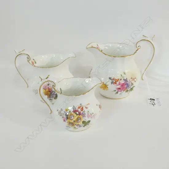 3 R/CROWN DERBY JUGS ONE SLIGHT CRAZING