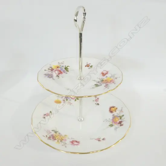 ROYAL CROWN DERBY POSIES 2 TIER CAKE STAND