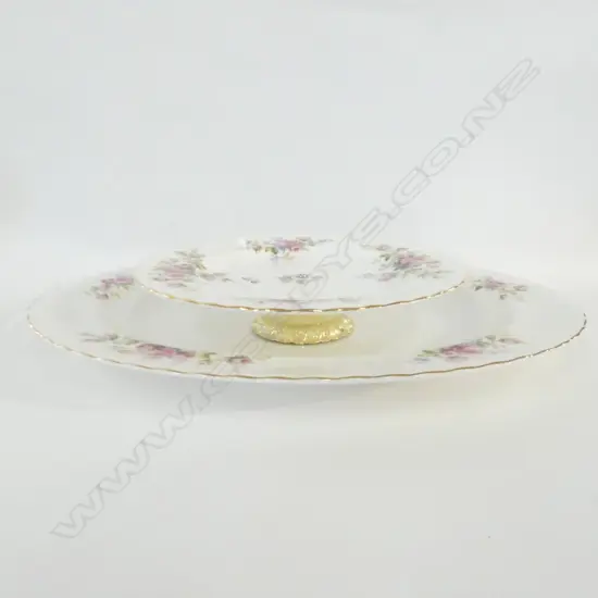 ROYAL ALBERT MOSS ROSE 34.5CM PLATTER + 20CM LOW COMPORT