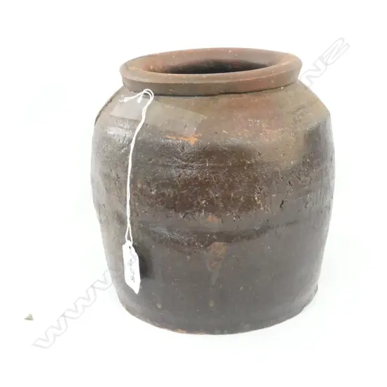 FRENCH  EARTHENWARE STORAGE JAR, H. 200mm