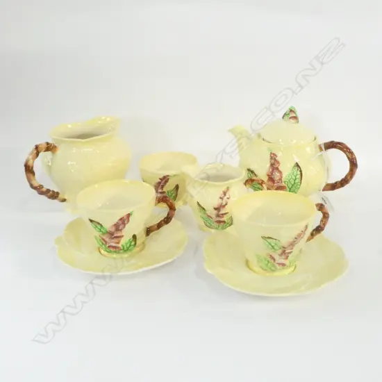 8 PCE CARLTONWARE TEA SET; SUGAR CHIPPED