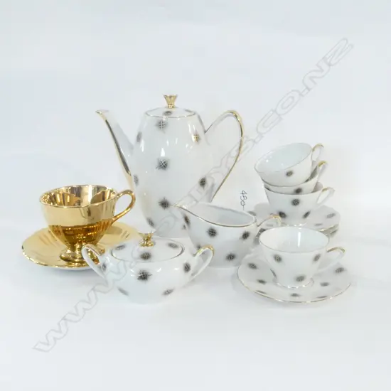 WESTMINSTER TEA SET & GOLD GLAZED CUP & SAUCER