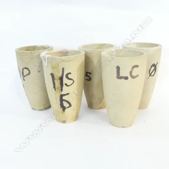5 CERAMIC ASSAY CRUCIBLES H. 160MM