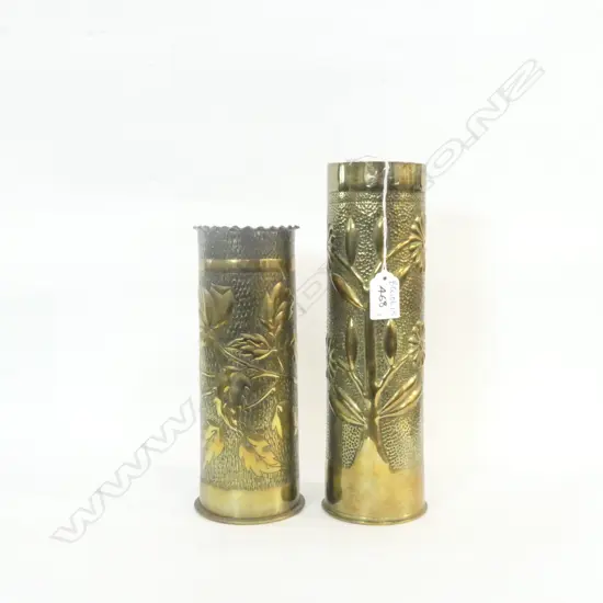 2 WWI TRENCH ART SHELL CASES H. 275MM