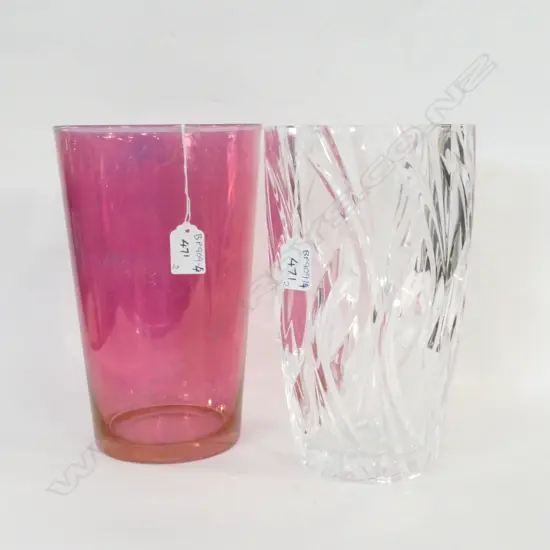 2 GLASS VASES H. 250MM