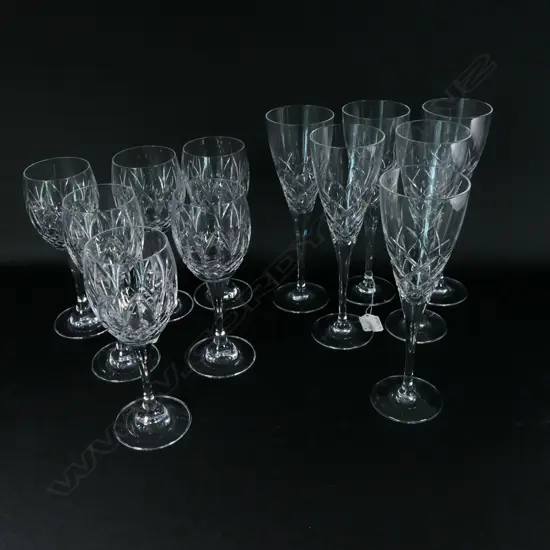 CRYSTAL STEMWARE, 6 CHAMPAGNE &amp; 6 WINE
