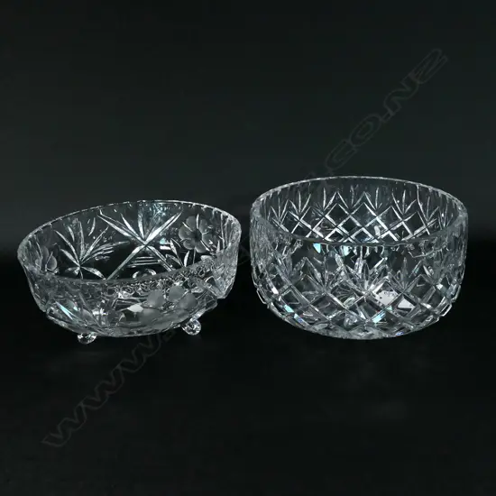 2 CRYSTAL BOWLS, W. 200 &amp; 190MM