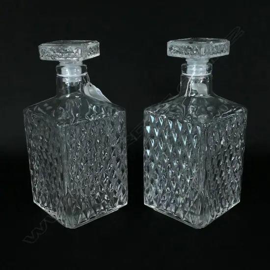 2 SMALL GLASS DECANTERS