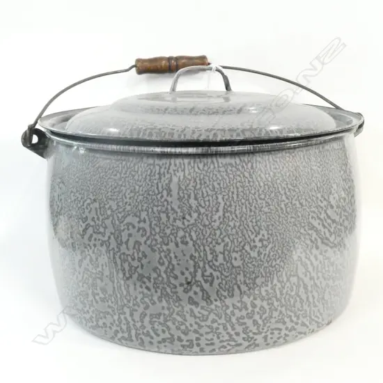 ENAMEL LIDDED CASSEROLE POT