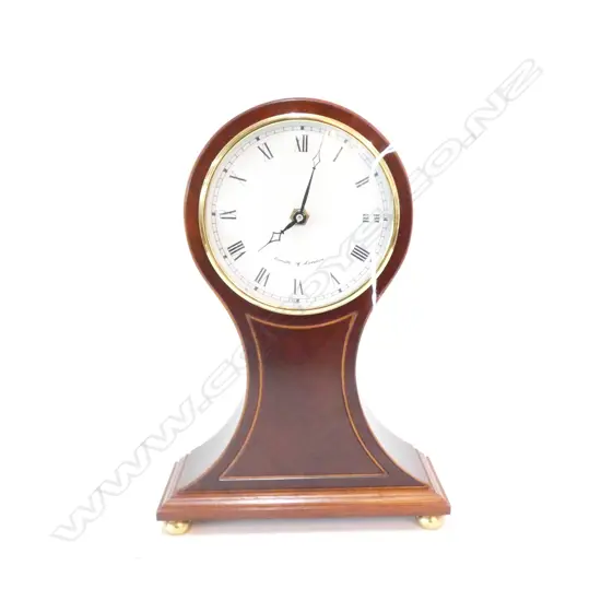 COMITTI OF LONDON MODERN REGENCY STYLE MAHOGANY TABLE CLOCK.