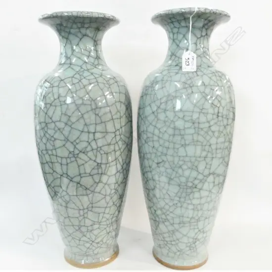 PR LARGE CRACKLED CELADON VASES H. 500MM