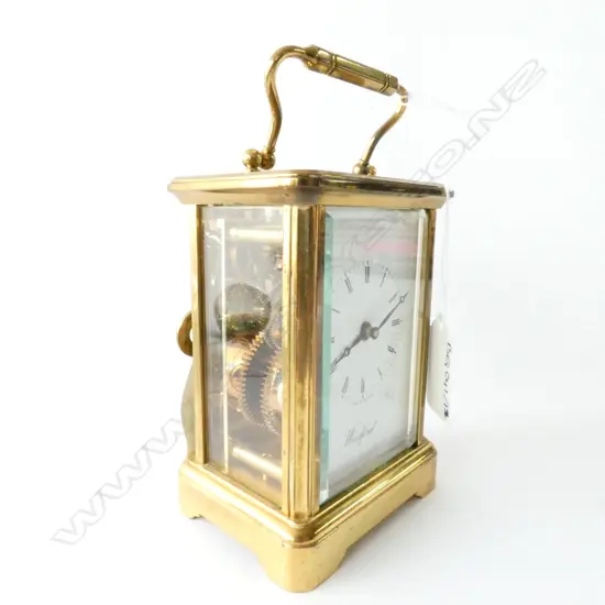 WOODFORD CARRIAGE CLOCK W KEY (WORKING)