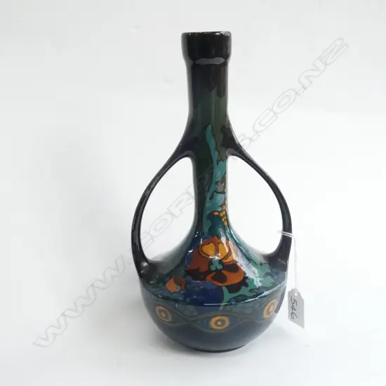 ART NOUVEAU DUTCH ARNHEM (GOUDA) POTTERY TWIN HANDLED VASE.
