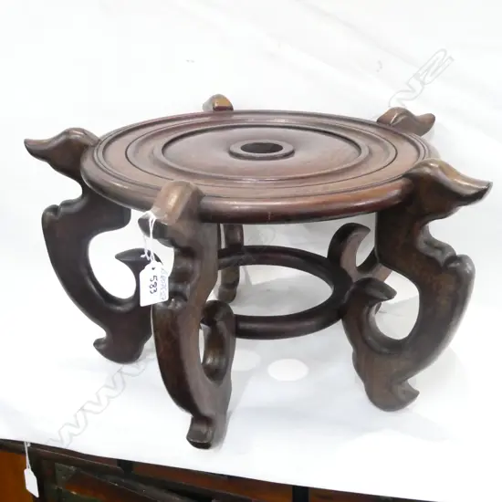 LGE ORIENTAL HARDWOOD VASE STAND 5 SCROLLING LEGS 