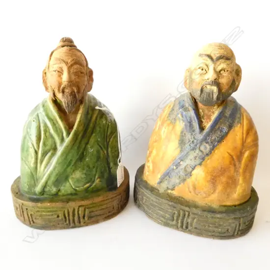 PAIR OF CHINESE  TERRACOTTA GLAZED FIGURES H 270 MM