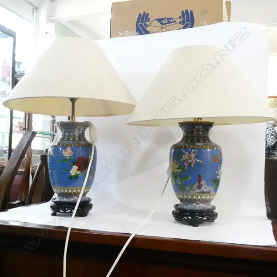 PR OF CLOISONNE LAMP BASES  H 470 MM