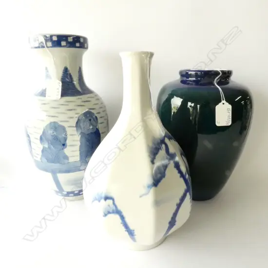 3 LARGE VASES, FAULTS - LARGEST H. 310MM