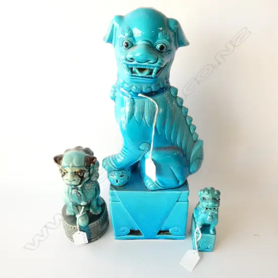 3 BLUE FU DOGS H. 390MM