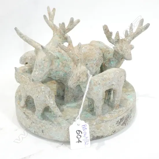 CHINESE ARCHAIC STYLE SCULPTURE OF DEER 160MM DIA