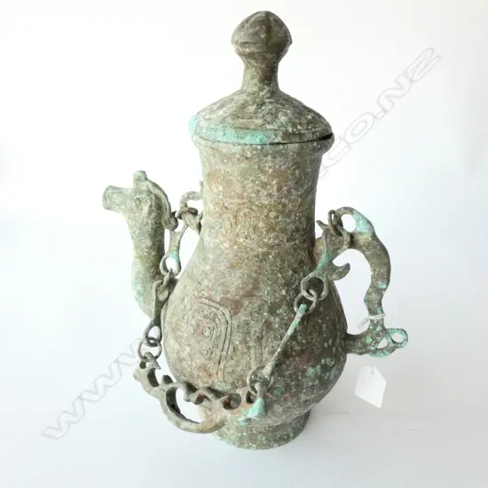 CHINESE ARCHAIC STYLE WINE EWER H. 320MM