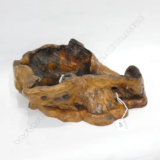 ORIENTAL OLD EXOTIC BURL WOOD BOWL. SLAB BASE L.300mm