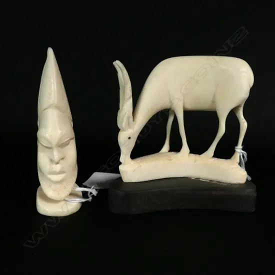 2 OLD AFRICAN IVORY CARVINGS
