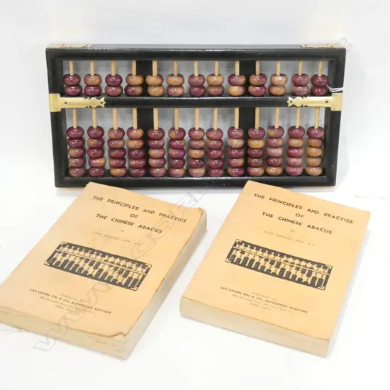 VINTAGE CHINESE ABACUS WITH 2 REFERENCE BOOKS