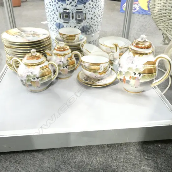 JAPANESE EGG SHELL PORCELAIN TEA SET (SOME FAULTS)