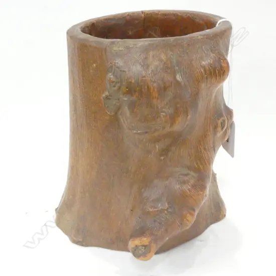 ORIENTAL BURR TRUNK SECTION BRUSH POT? H. 175MM