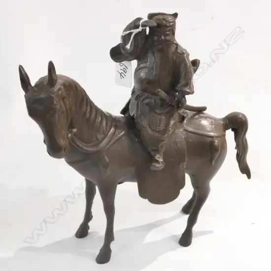 OLD JAPANESE IRON WARRIOR ON HORSE BACK H.255mm