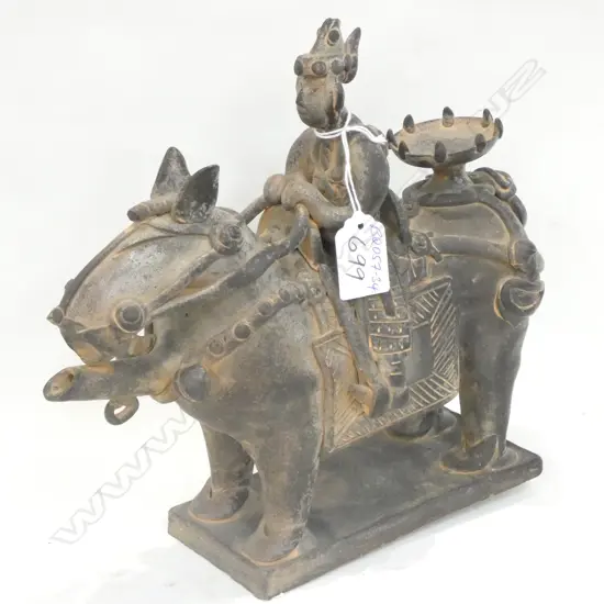 VINTAGE STONEWARE ORIENTAL JUG RIDER ON HORSE... 