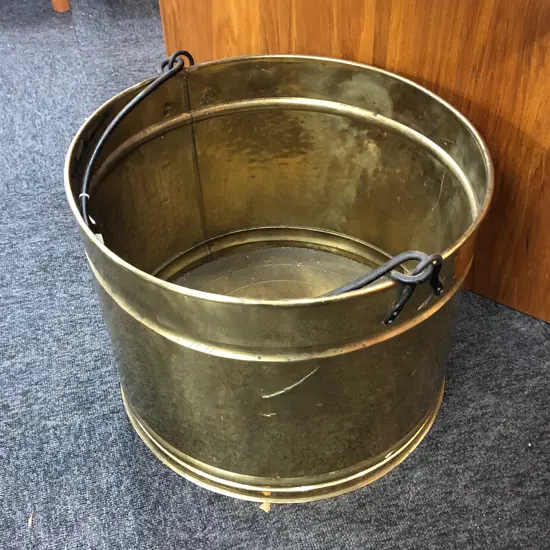 LARGE BRASS WOOD BIN D 410 MM