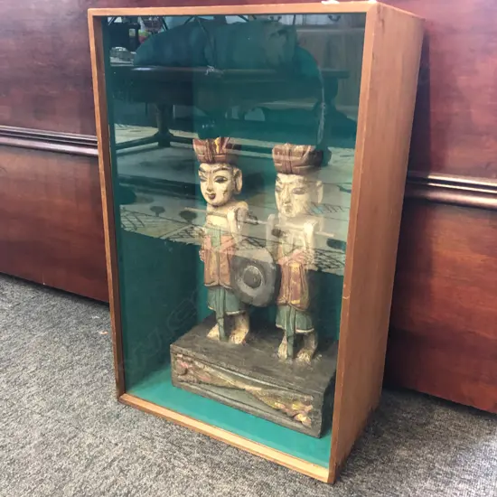 CASED CHINESE TEMPLE CARVING H 540 MM