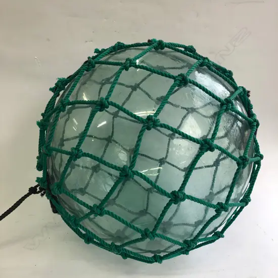 OLD LARGE GLASS FISHING FLOAT WITH NETTING Dia.480mm
