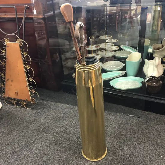 BRASS CANON SHELL H. 640MM WITH 2 WALKING STICKS