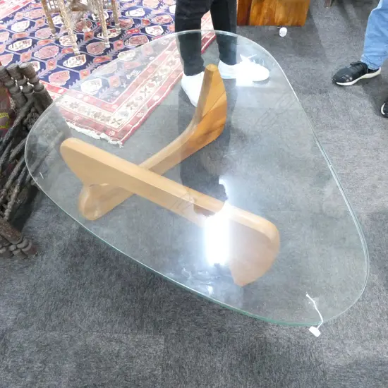 NOGUCHI  REPRODUCTION GLASS TOP COFFEE TABLE L1180 MM