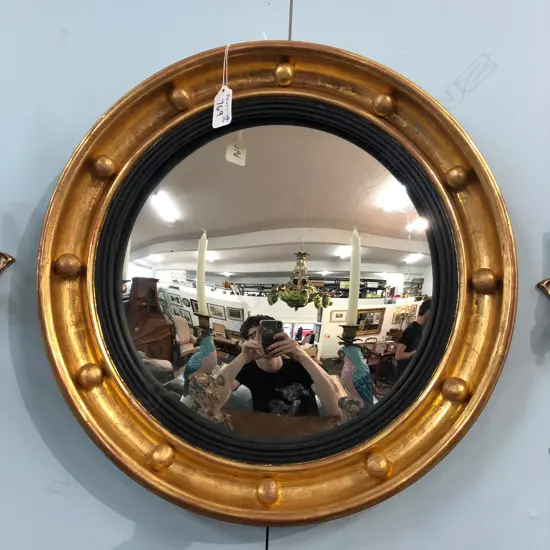 GILT FRAMED CONVEX MIRROR, Dia.410mm