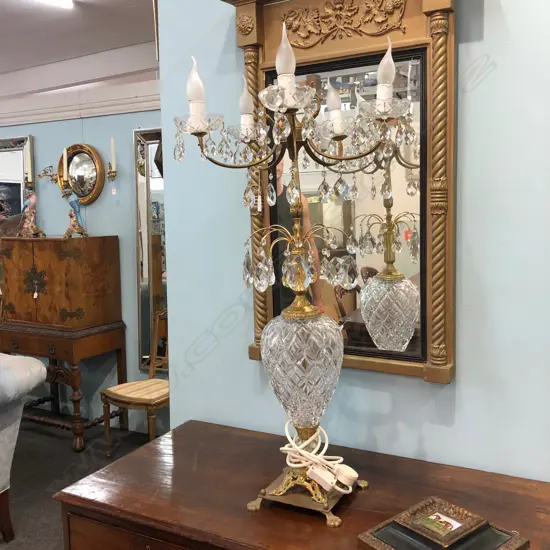 ITALIAN CRYSTAL+BRASS TABLE LAMP H 960 MM