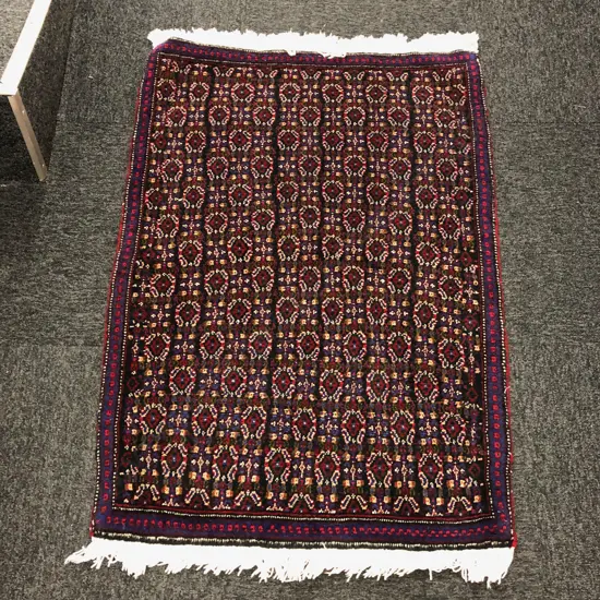 #270G PERSIAN SANANDAJ HAND KNOTTED WOOL PILE RUG 1060 X 770MM