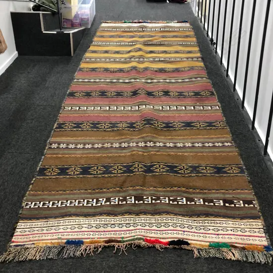 #294G SIRJAN HAND KNOTTED ALL WOOL KELIM STYLE RUG 3000 X 1070MM