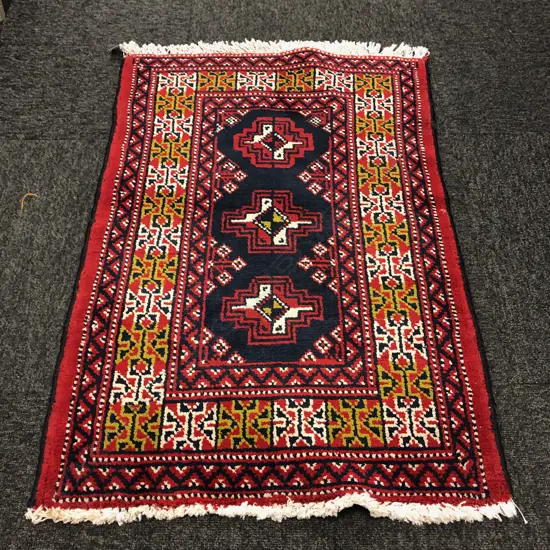 #120G PERSIAN TORKAMAN HAND KNOTTED ALL WOOL RUG 900 X 600MM