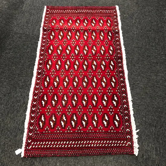 #145G PERSIAN TORKAMAN HAND KNOTTED ALL WOOL RUG 1300 X 650MM